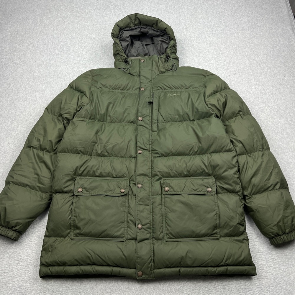 LL Bean Mountain Classic Goose‎ Down Parka Mens Large Green Puffer Jacket 276574